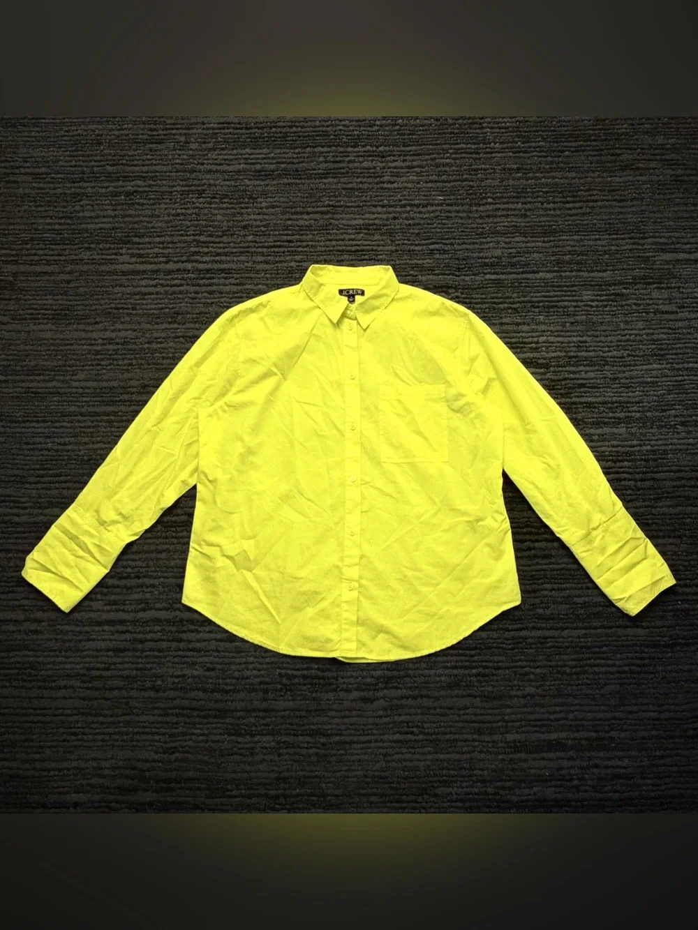 J. Crew Black Label Neon Yellow Poplin Button Up Shirt